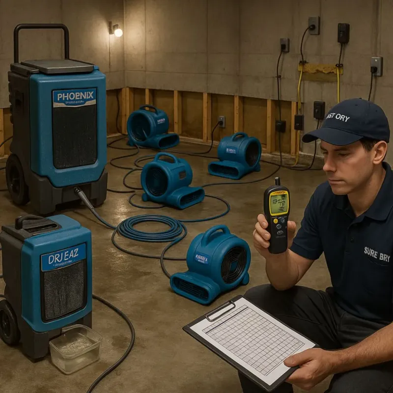 Structural Drying and Dehumidification process in Northwood, IA